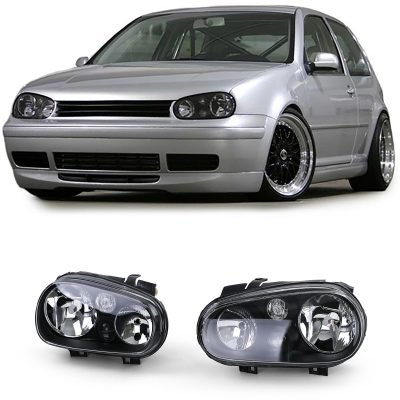 Fari Vetro Trasparente con Nebbiolo Set Nero per Volkswagen Golf IV 4 1997-2003