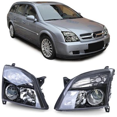 Fari Vetro Trasparente Set Nero H7 per Opel Vectra C + Signum 2002-2005