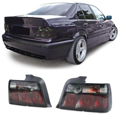 Fanali Posteriori Vetro Trasparente Neri Fumè Set per BMW Serie 3 E36 Berlina