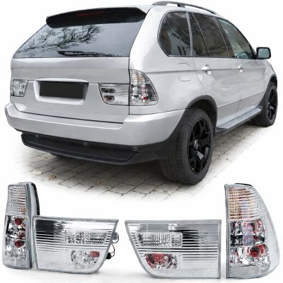 Fanali Posteriori Vetro Trasparente Set 4-teilg Argento Cromato per BMW X5 E53