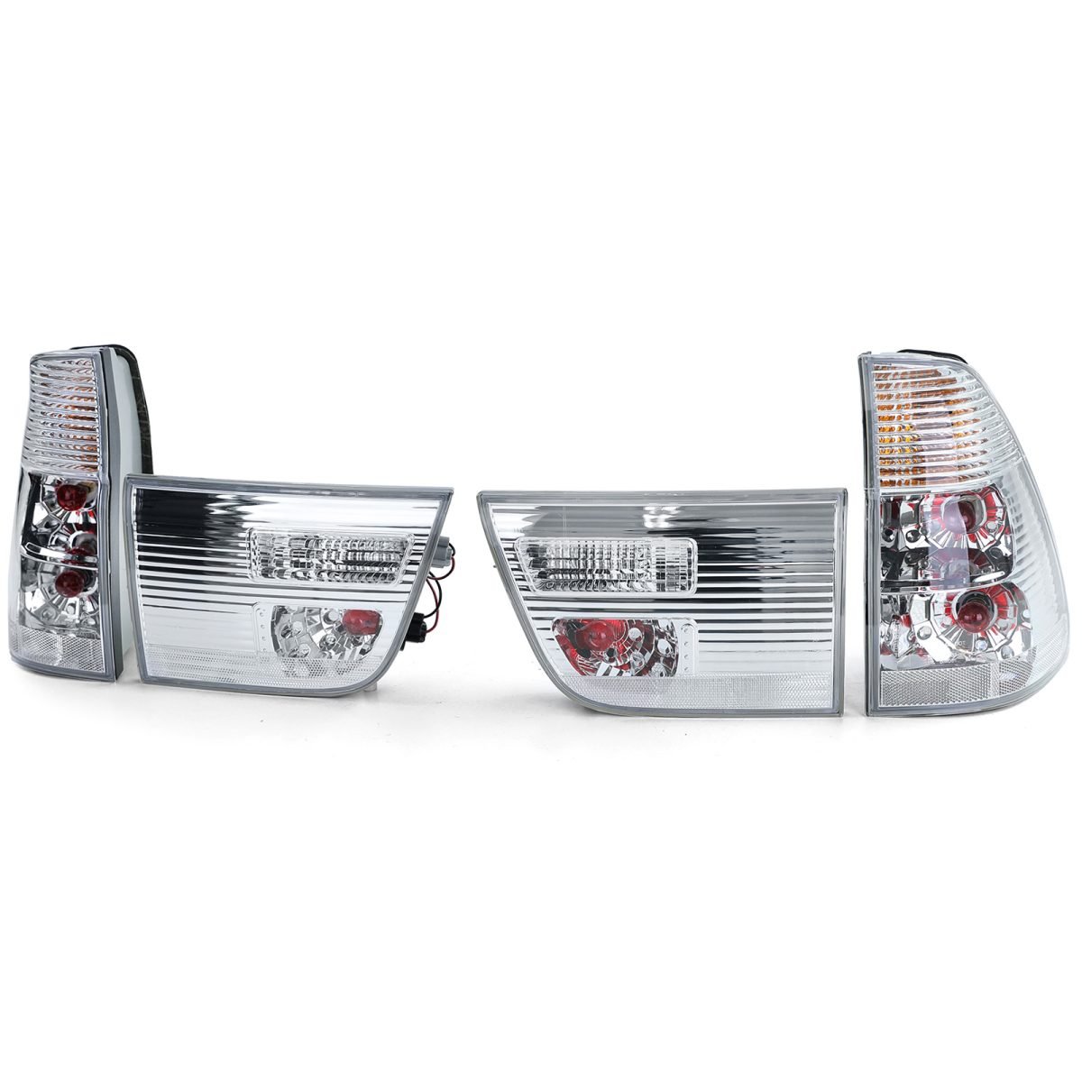 Fanali Posteriori Vetro Trasparente Set 4-teilg Argento Cromato per BMW X5 E53