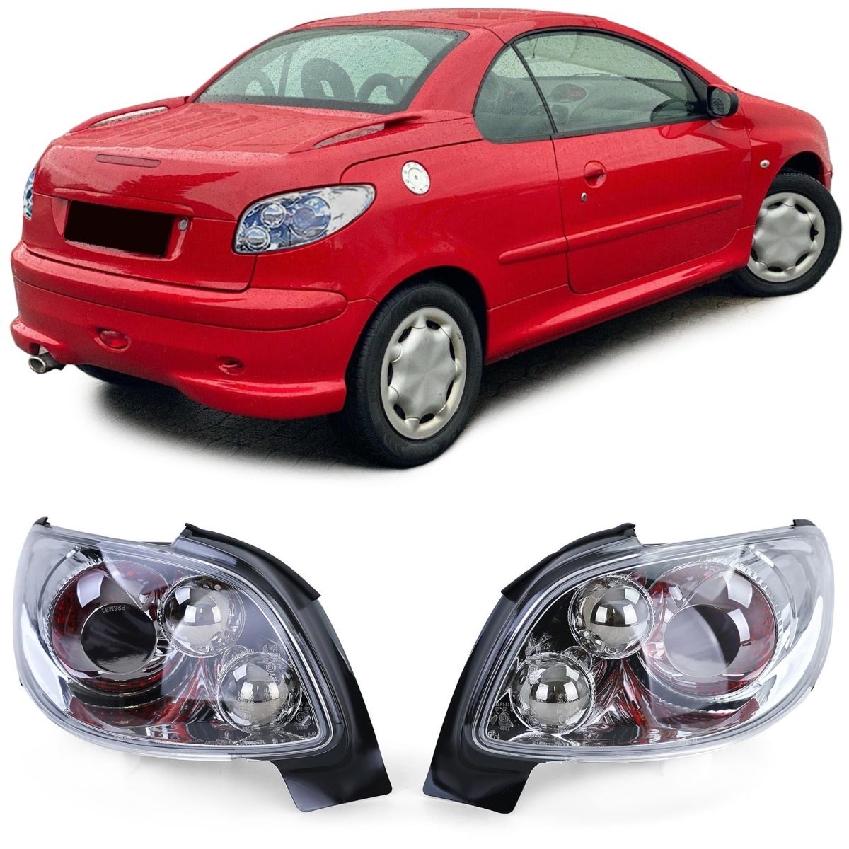 Fanali Posteriori in Design Cromato per Peugeot 206 CC Coupé Cabrio 2000-2007