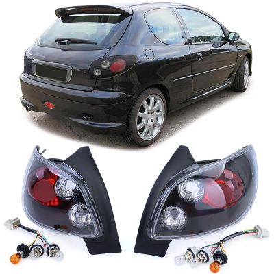 Fanali Posteriori Vetro Trasparente Neri per Peugeot 206 Berlina 2 Volumi 2