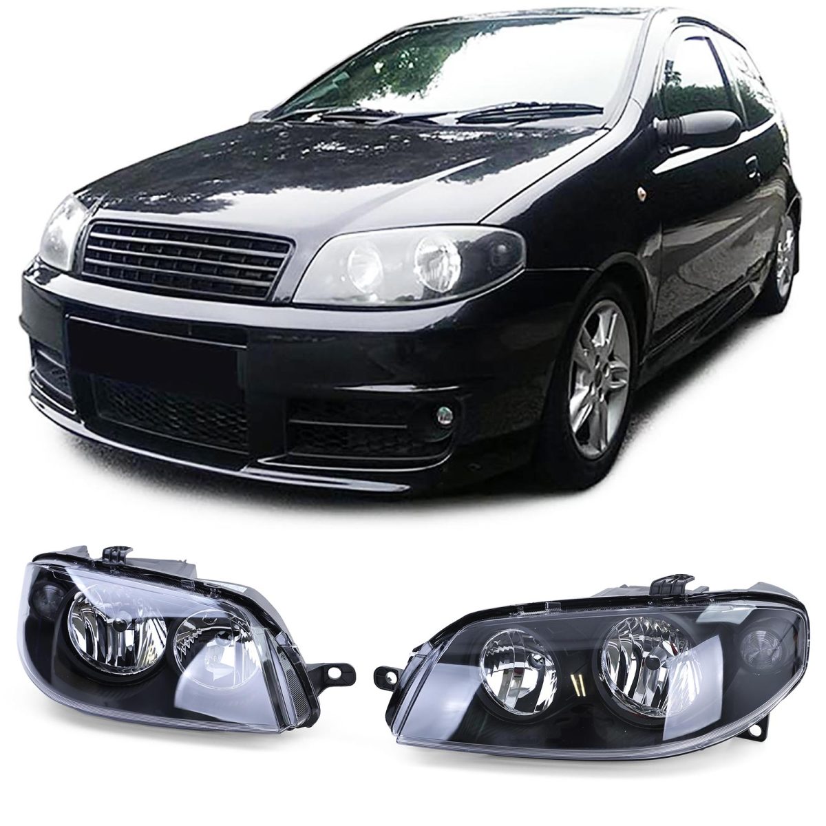 Fari Neri Destra e Sinistra per Fiat Punto 2003-2005, Qualità Originale