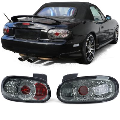 Fanali Posteriori LED Vetro Trasparente Cromato Fumé per Mazda MX-5 NB NBFL