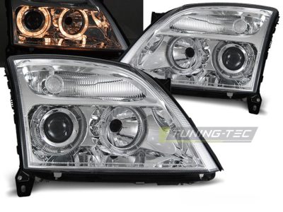 Opel Vectra C 04.02-08.05 Fanali Angel Eyes Cromato Anteriori e Posteriori