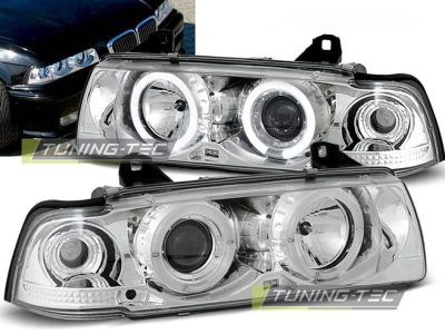 Fari Angel Eyes Cromato per BMW E36 (12.90-08.99) S/C/T - Fanali Anteriori