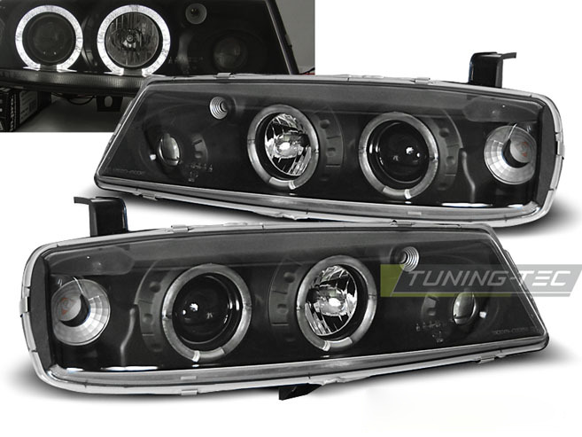 Opel Calibra 08.90-06.97 Fanali Angel Eyes Neri Anteriori LED