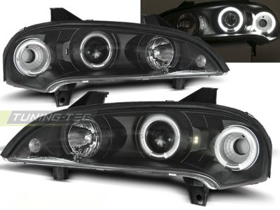 Opel Tigra 09.94-12.00 Fanali Angel Eyes Neri Anteriori LED 2 Pezzi