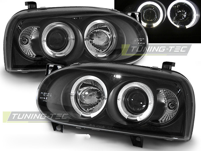 Fari Angel Eyes Nero per Volkswagen Golf 3 (09.91-08.97) Fanali