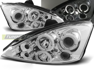Ford Focus 10.98-10.01 Fanali Angel Eyes Cromato Anteriori Finitura Cromo