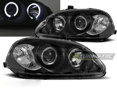 Honda Civic 09.95-02.99 Fanali Angel Eyes Neri per Ottimizzazione Illuminazione