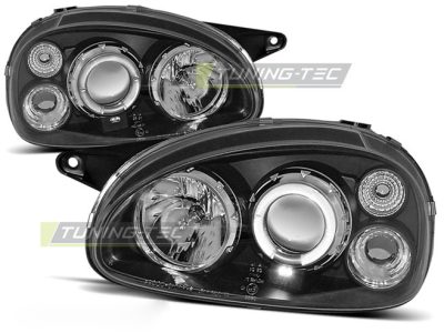 Opel Corsa B 02.93-10.00 Fanali Angel Eyes Neri Anteriori LED