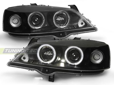Opel Astra G 09.97-02.04 Fanali Angel Eyes Neri Anteriori LED 2 Pezzi