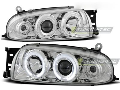 Ford Fiesta MK4 10.95-08.99 Fanali Angel Eyes Cromato Anteriori e Posteriori
