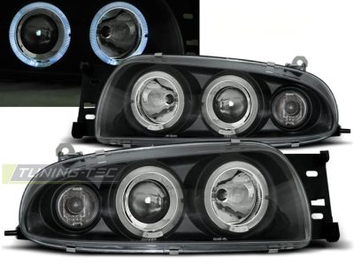 Ford Fiesta MK4 10.95-08.99 Fanali Angel Eyes Neri Anteriori LED
