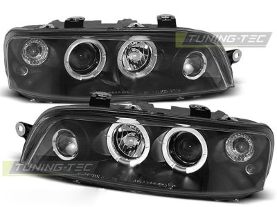 Fiat Punto Ii 99-03 Fanali Angel Eyes Neri Anteriori LED Luci Fari