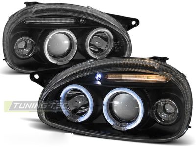 Opel Corsa B 93-00 Angel Eyes Nero Fari Anteriori a LED