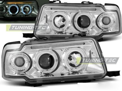 Fari Angel Eyes Cromato per Audi 80 B4 (09.91-04.96) Fanali Anteriori