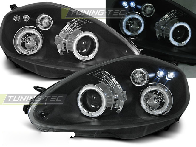 Fiat Grande Punto 09.05-08 Fanali Angel Eyes Neri per Ottimizzazione Luce