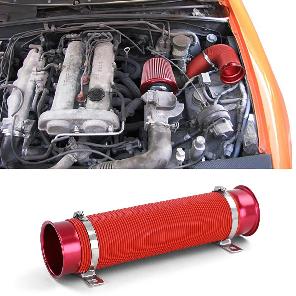 Aspirazione Aria Fredda Kit Rosso Universal Filtro Sportivo Tuning Flex