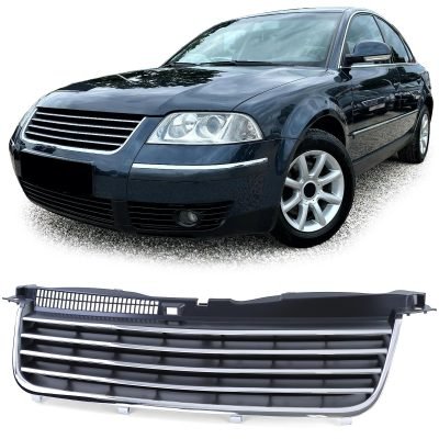 Griglia Anteriore Nera con Inserti Cromati Senza Emblema per Volkswagen Passat