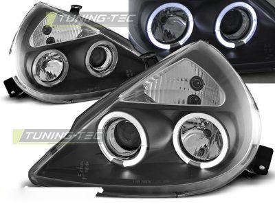 Ford Ka 11.96-08 Fanali Angel Eyes Neri Anteriori LED