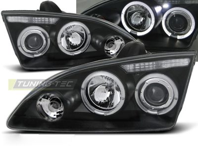 Ford Focus Ii 09.04-01.08 Fanali Angel Eyes Neri Anteriori LED