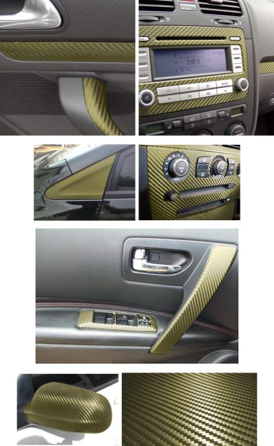 3D Carbon Folie Selbstklebend 30cm *1.524 Meter Gold per Universale Auto