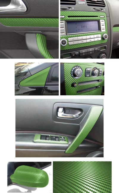 3D Carbon Folie Selbstklebend 30cm *1.27 Meter Verde per Universale Auto
