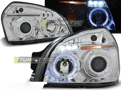 Hyundai Tucson 07.04-10 Angel Eyes Cromato Fari Anteriori a LED Luci Diurne