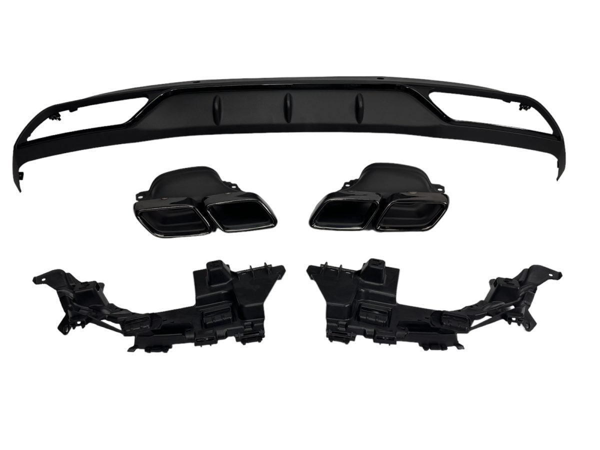 Diffusore Posteriore con Terminali Scarico Nero per Mercedes W205 2014-2021