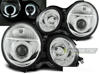 Fari Angel Eyes Cromato per Mercedes W210 Classe E (95-05.99)