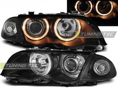 Fari Angel Eyes Nero per BMW E46 (05.98-08.01) S/T, Fanali Anteriori