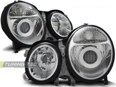 Fari Cromato per Mercedes W210 E-KLASA (06.99-03.02) Fanali Anteriori