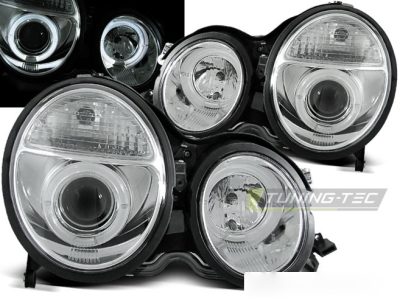 Fari Angel Eyes Cromato per Mercedes W210 Classe E (1999-2002)