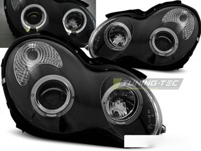 Fari Angel Eyes Nero per Mercedes W203 Classe C (07.00-03.04)