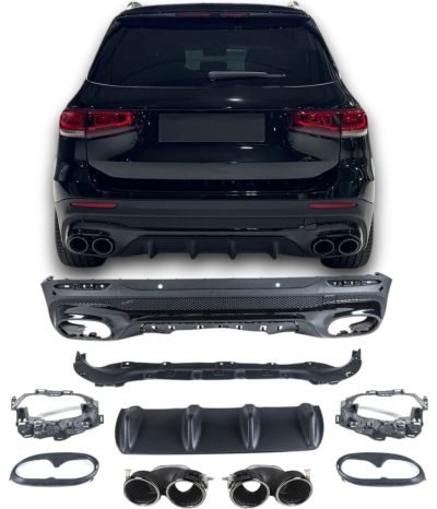Diffusore Posteriore con Terminali Scarico Nero per Mercedes X247 GLB 2019-2026