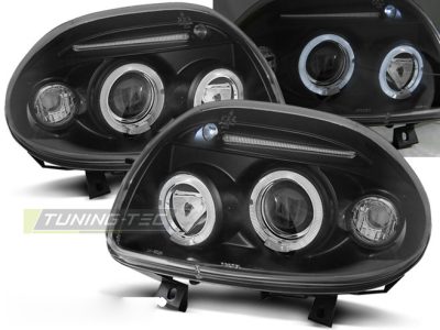 Renault Clio Ii 09.98-05.01 Fanali Angel Eyes Neri Anteriori con LED