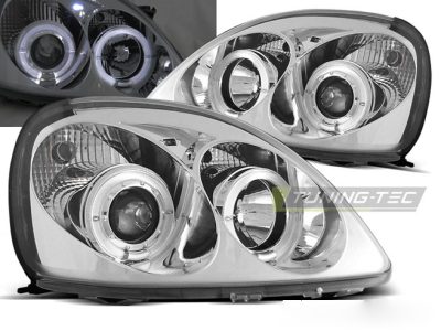 Toyota Yaris 04.99-09.03 Angel Eyes Cromato Fari Anteriori a LED con Cornice