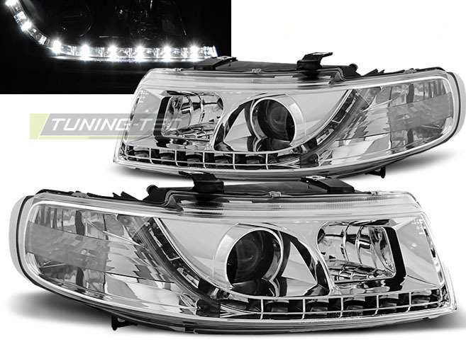 Fari Daylight Cromato per Seat Leon (04.99-08.04) - Fanali Anteriori Cromato
