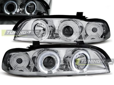 Fari Angel Eyes Cromato per BMW E39 (09.95-05.03) Fanali Anteriori