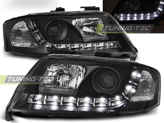 Fari Daylight Nero per Audi A6 (06.01-05.04) - Fanali Anteriori Neri