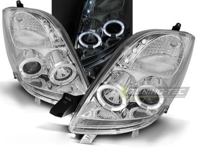 Toyota Yaris 06-09 Angel Eyes Cromato Fari Anteriori a LED Luci Diurne