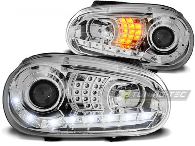 Fari Daylight Cromato per Volkswagen Golf 4 (09.97-09.03) Fanali Anteriori