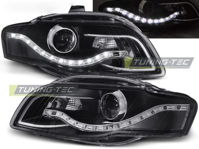 Fari Daylight Nero per Audi A4 B7 (11.04-03.08) Fanali Anteriori Neri