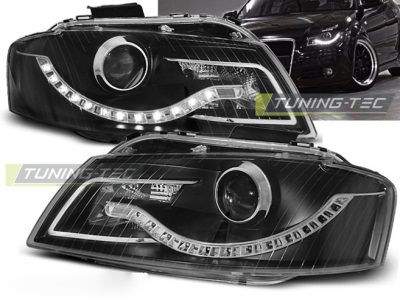 Fari Daylight Nero per Audi A3 8P (2003-2008) Fanali Anteriori Neri