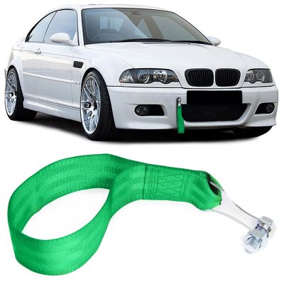 Gancio Traino Universale con Cinghia in Nylon Verde 26,5cm per Auto Sportivo