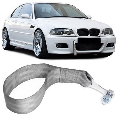 Gancio Traino Universale con Cinghia in Nylon Grigio per Auto da Competizione