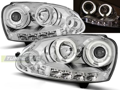 Fari Angel Eyes Cromato per Volkswagen Golf 5 (10.03-09) - Fanali Anteriori